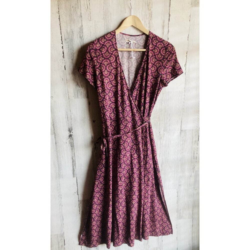 NWOT $138 Marine Layer Emlyn Midi Wrap Dress S Pink Black Print Preppy